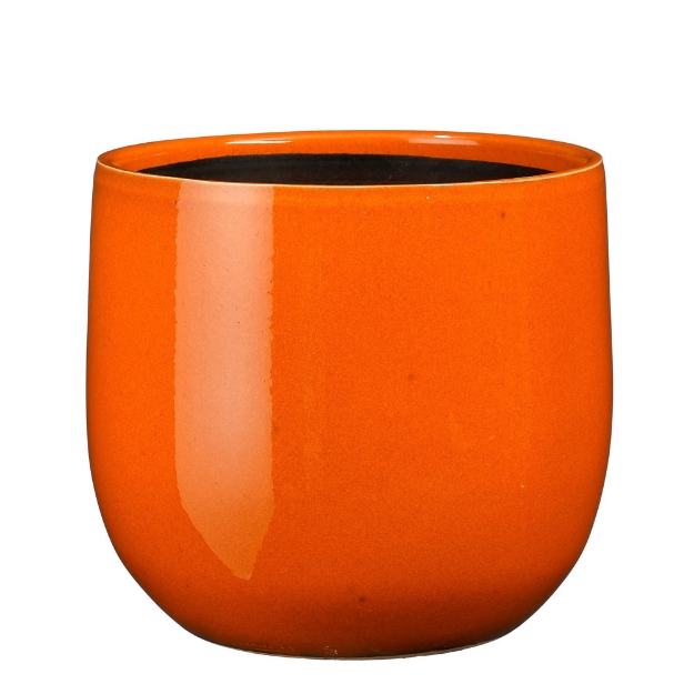 Image de Pablo pot ronde orange - h19xd21cm - Mica