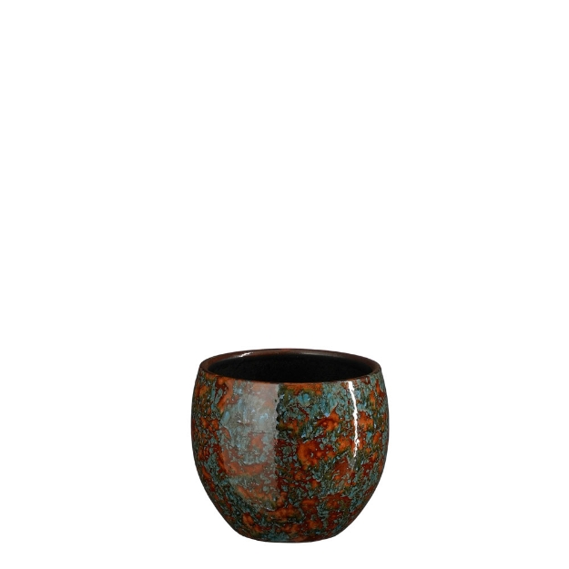 Image de Fabian pot ronde bleu - h13xd15cm - Mica