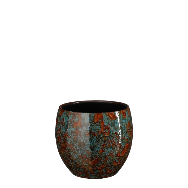 Image de Fabian pot ronde bleu - h16xd17cm - Mica