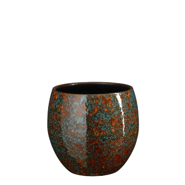 Image de Fabian pot ronde bleu - h20xd20cm - Mica