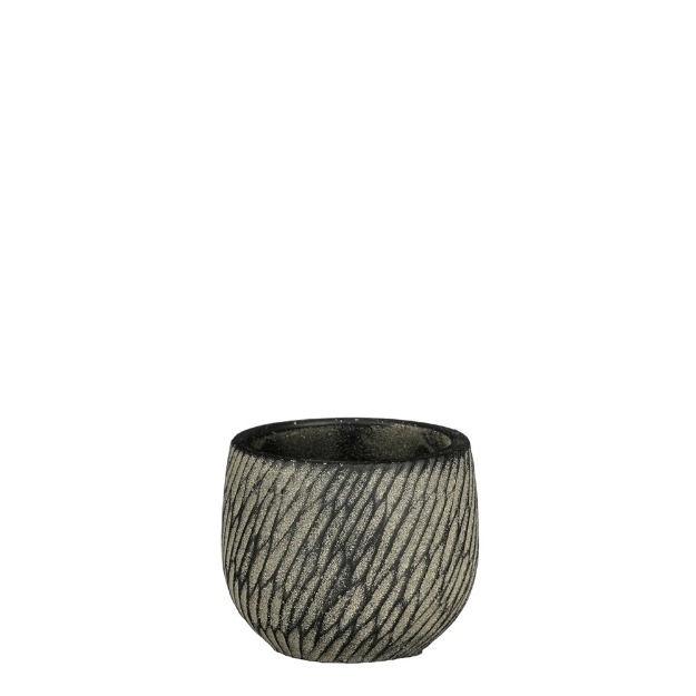 Image de Elio pot ronde anthracite - h6,5xd8cm - Mica