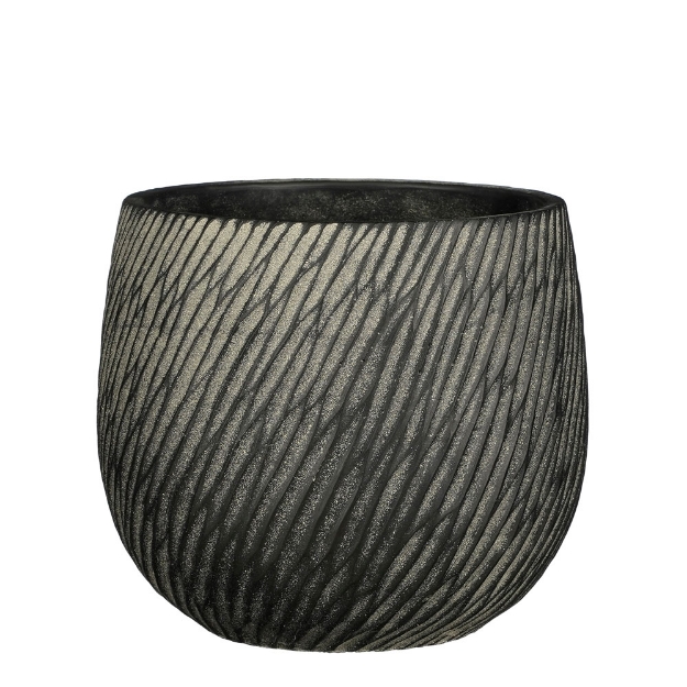 Image de Elio pot ronde anthracite - h16,5xd19cm - Mica