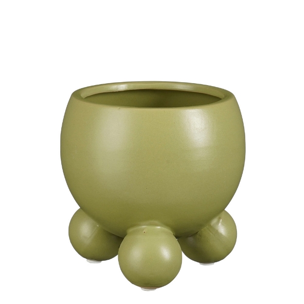 Image de Camini pot ronde vert cl. - h12xd12,5cm - Mica