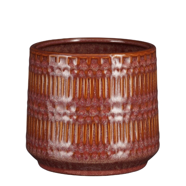 Image de Livia pot ronde rouge  - h13xd14cm - Mica