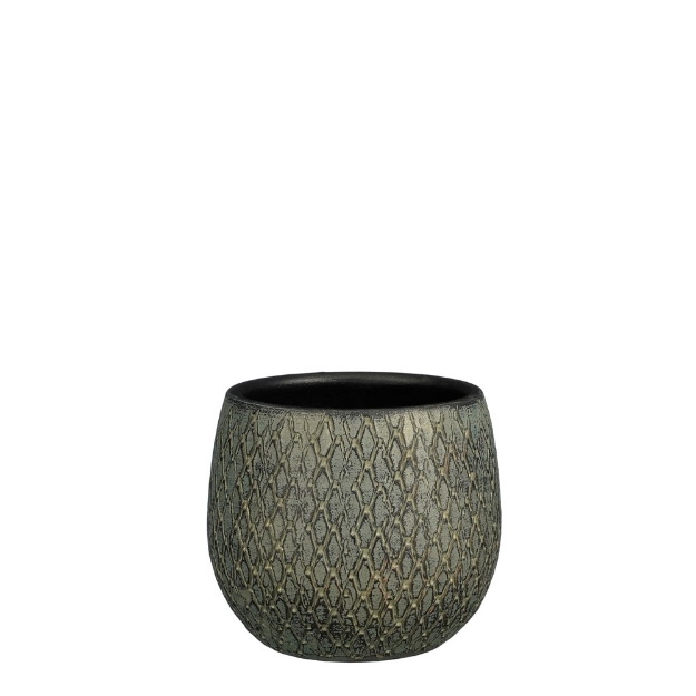 Image de Madeira pot ronde vert - h16xd16cm - Mica