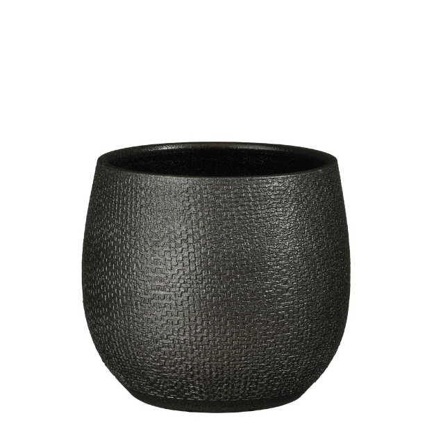 Image de Porto pot ronde anthracite metalliques - h16xd16cm - Mica