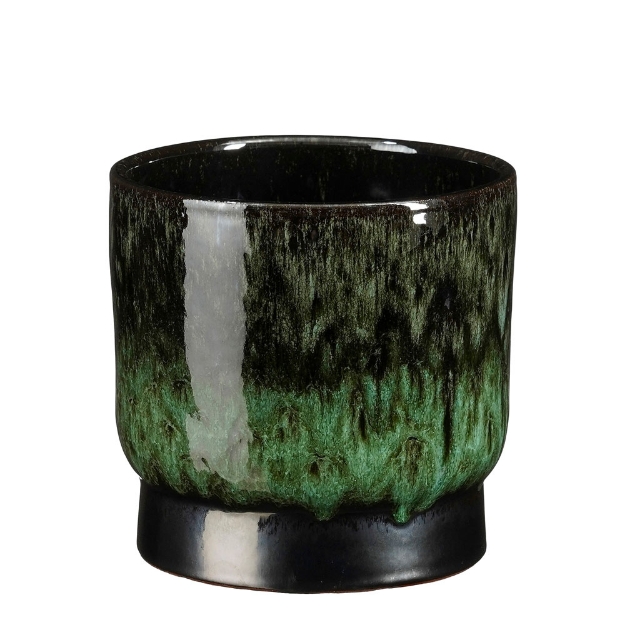 Image de Thiago pot ronde vert f. - h15xd17cm - Mica
