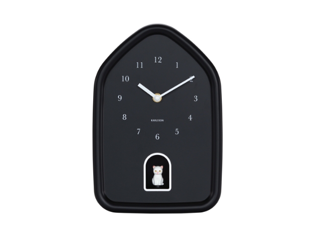 Image de Horloge murale moderne chat - Noir - Karlsson