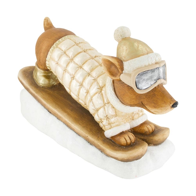 Image de Chien figurine à skis magnésium - Dijk