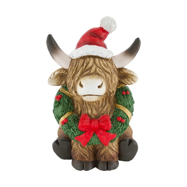 Image de Figurine Vache avec couronne de noël en magnésium - Dijk