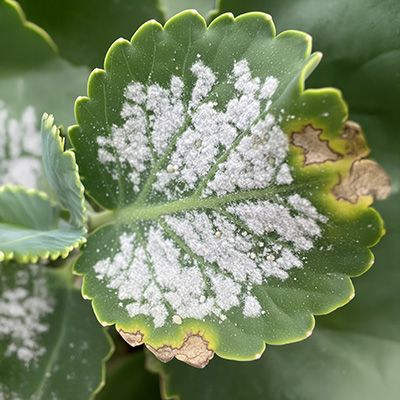 Feuille de kalanchoë avec infection fongique.