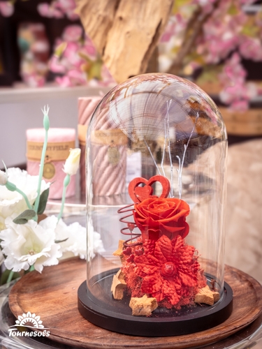 Rose éternelle rouge sous cloche en verre, idée cadeau romantique pour la Saint-Valentin 2026